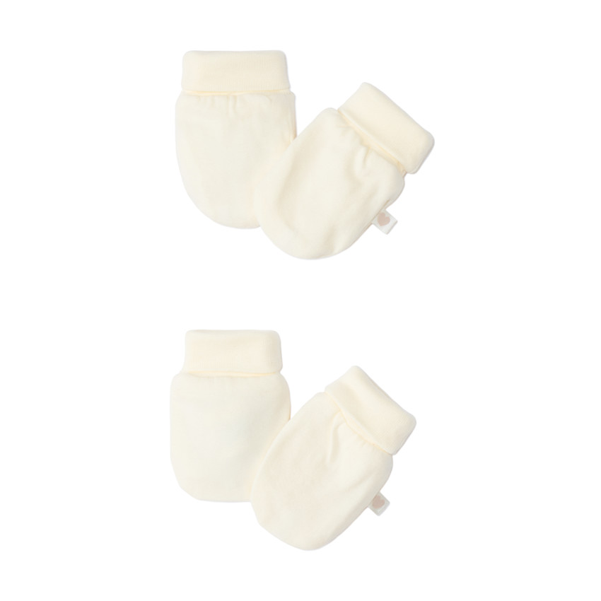 Lot de 2 paires de moufles de naissance unies pour bébé