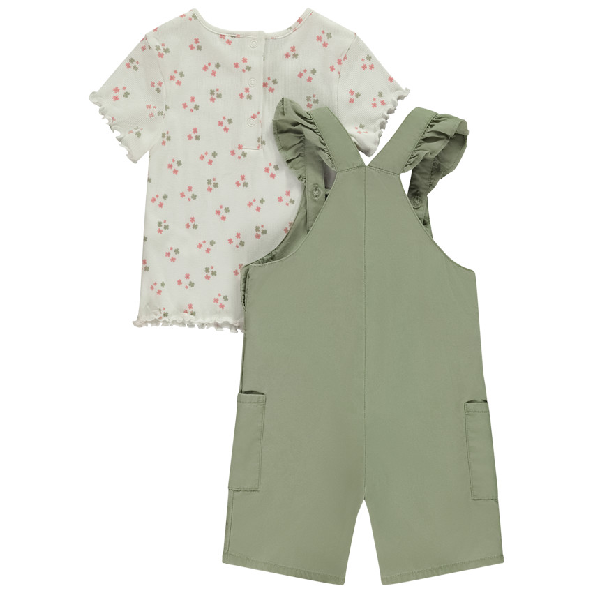 Ensemble 2 pièces t-shirt imprimé + salopette pour bébé fille 