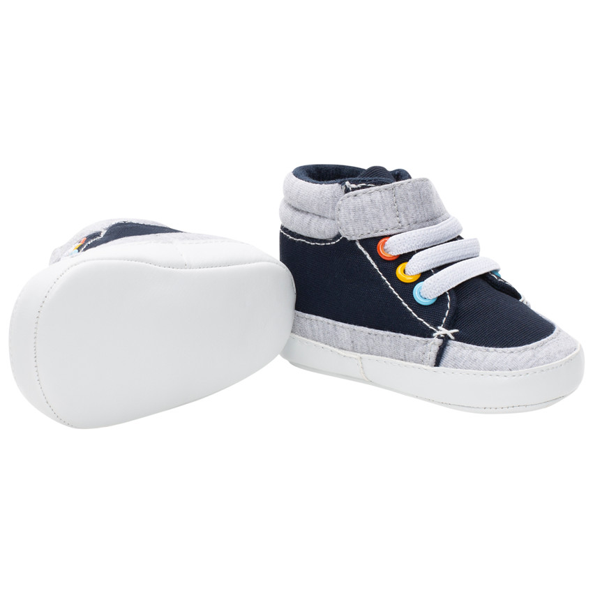 Baskets souples montantes en toile à lacets élastiqués et scratch 