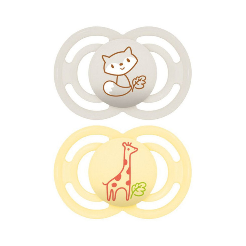 Lot de 2 sucettes silicone Perfect 18M+ animaux (modèle aléatoire) 