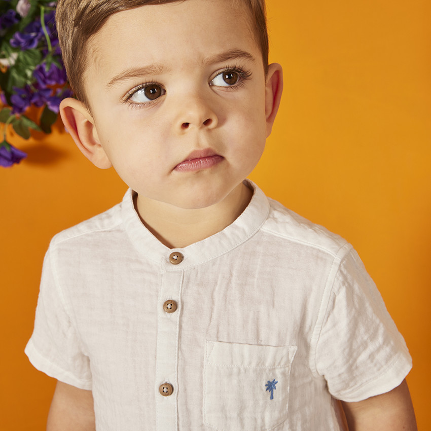 Chemise manches courtes a palmier brode pour bebe garcon