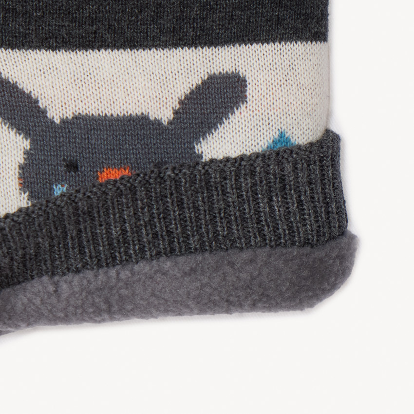 Set bonnet ludique + snood en jacquard pour bébé garçon 