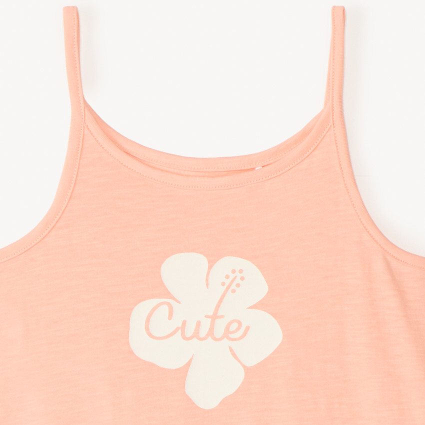Débardeur en jersey uni print fleurs pour fille 