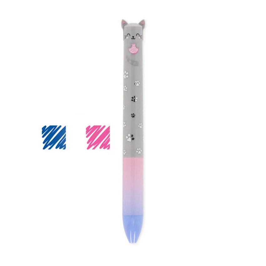 Stylo à bille 2 couleurs bleu/rose Click&Clack chat 