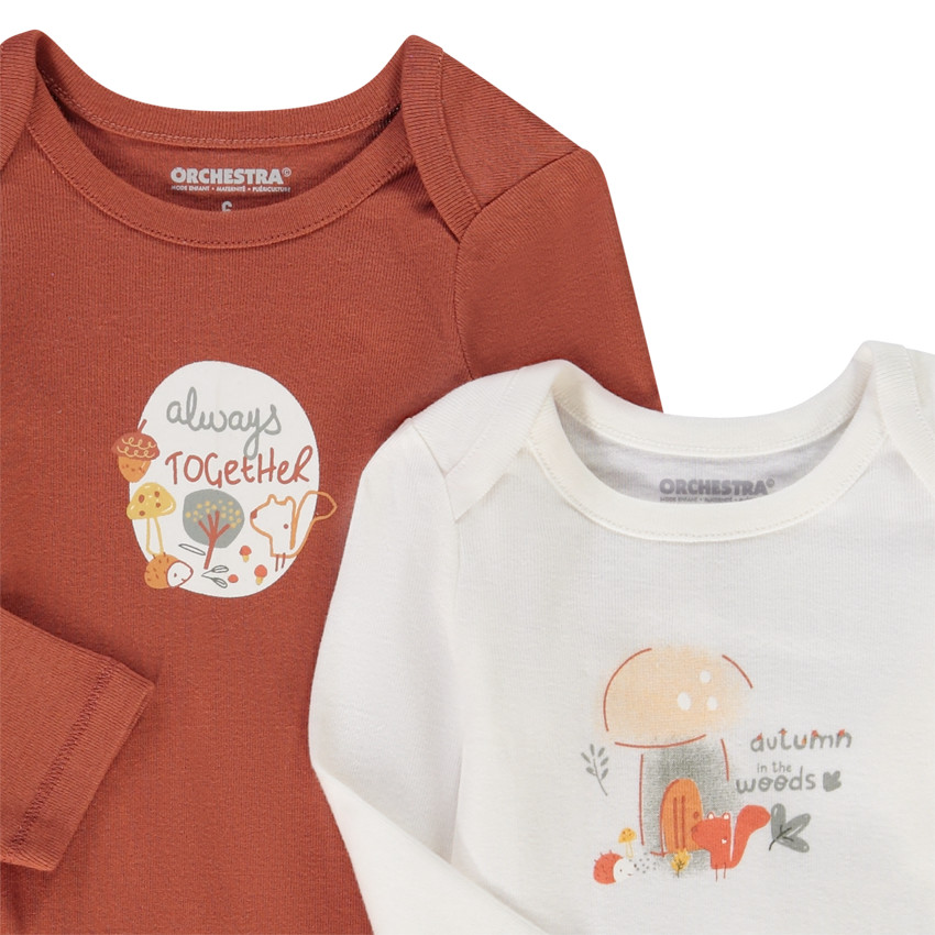 Lot de 5 bodies manches longues motifs forêt pour bébé garçon 