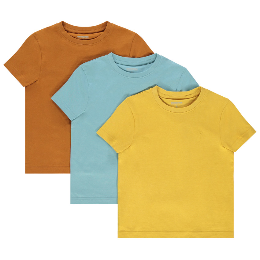 Lot de 3 t-shirts unis en coton pour enfant garçon Main Lot de 3 t-shirts unis en coton pour enfant garçon
