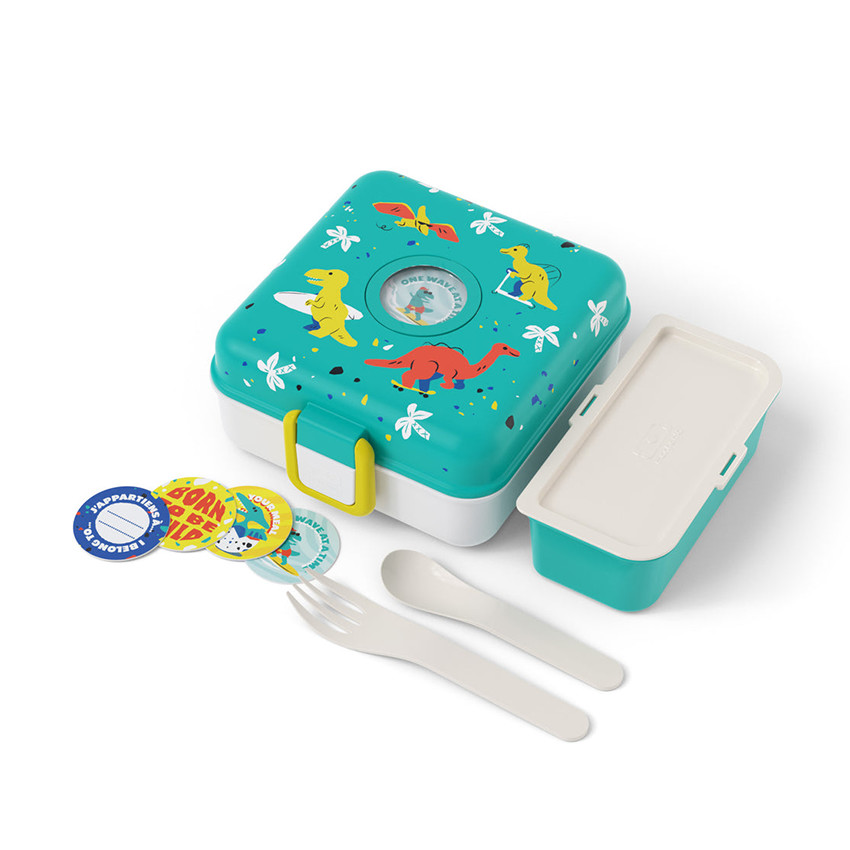 Lunchbox personnalisable 850ml Snacky avec couverts Dino 