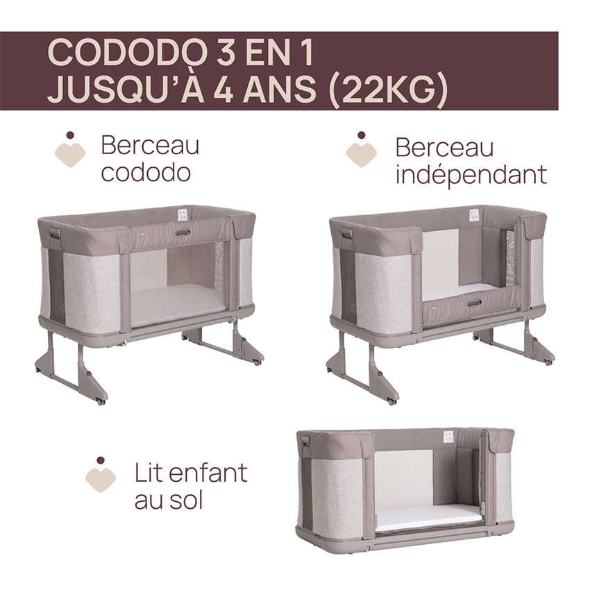 Berceau Cododo Next2Me Forever 0-4ans Almond 