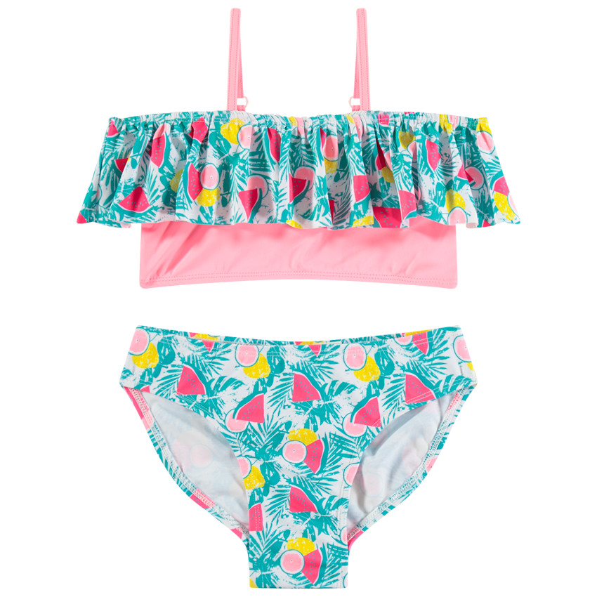 Maillot de bain 2 pièces avec imprimé esprit tropical 