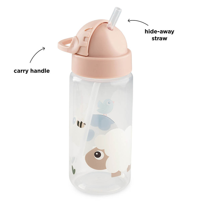Bouteille avec paille Tiny Farm Rose 350ml 