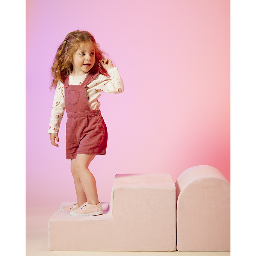 T-shirt manches longues côtelé imprimé floral pour bébé fille 