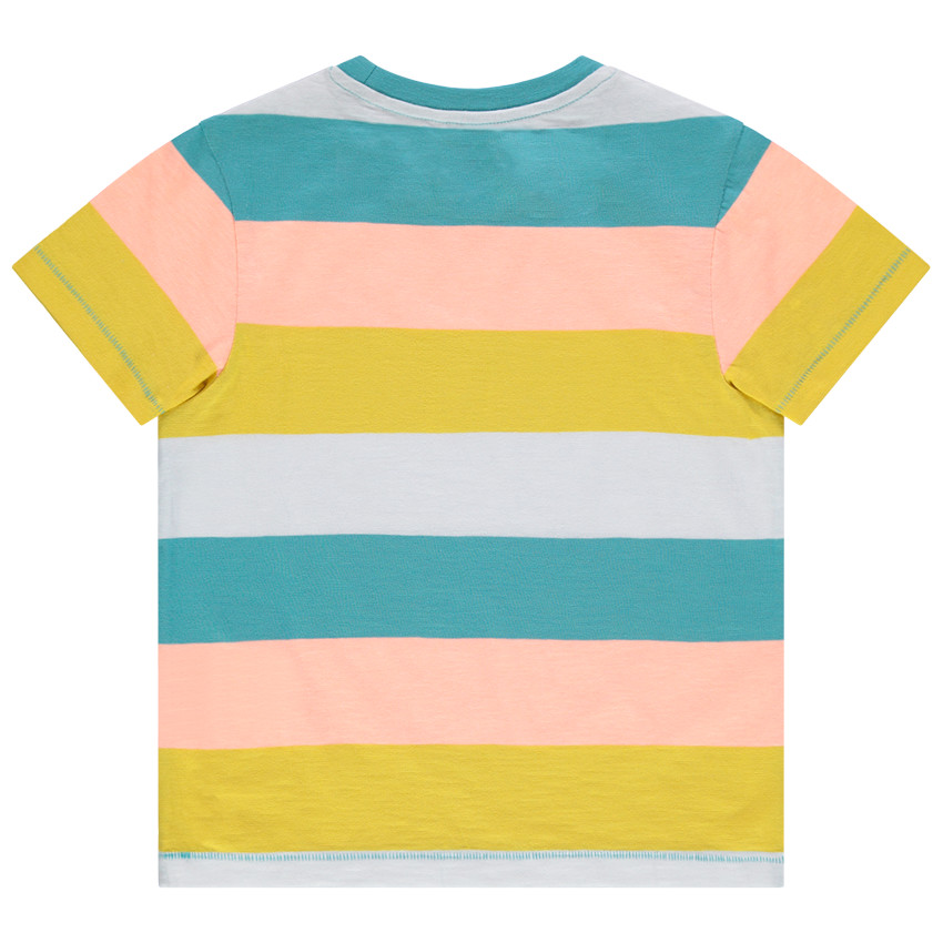 T-shirt manches courtes à bandes contrastées et print surf 