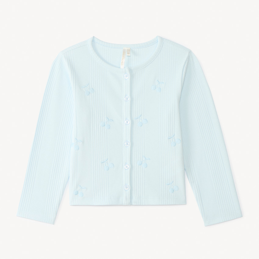 Gilet à manches longues avec broderie cerise pour bébé fille