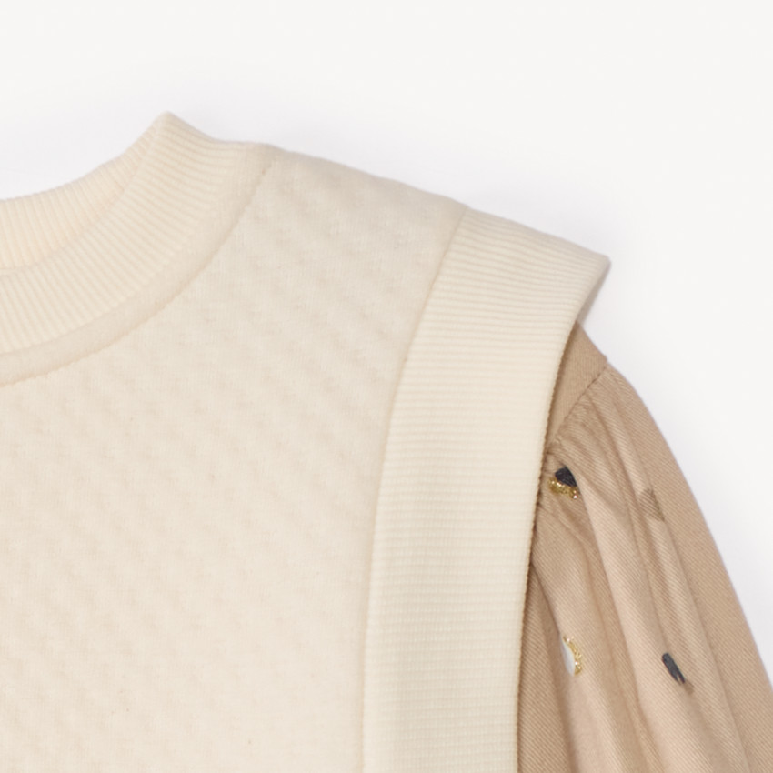 Chemise manches longues à pois effet 2 en 1 pour fille 