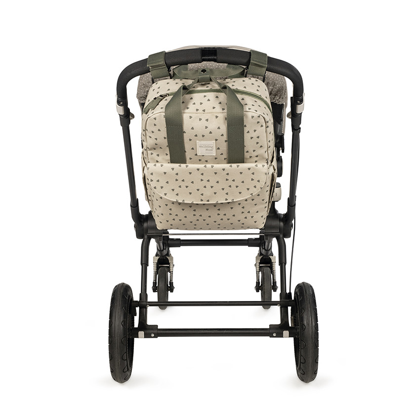 Sac à dos à langer imprimé cœurs Poppy + tapis mousse 