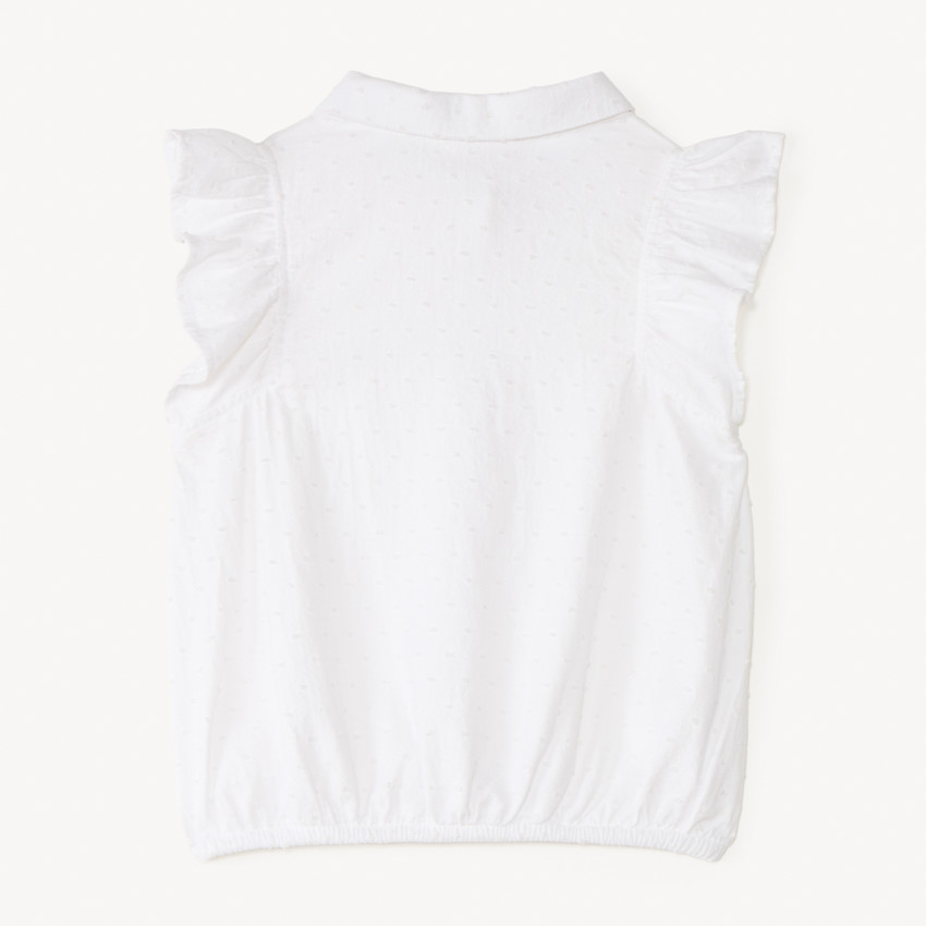 Chemise à manches courtes volantées nouée à la taille pour fille 