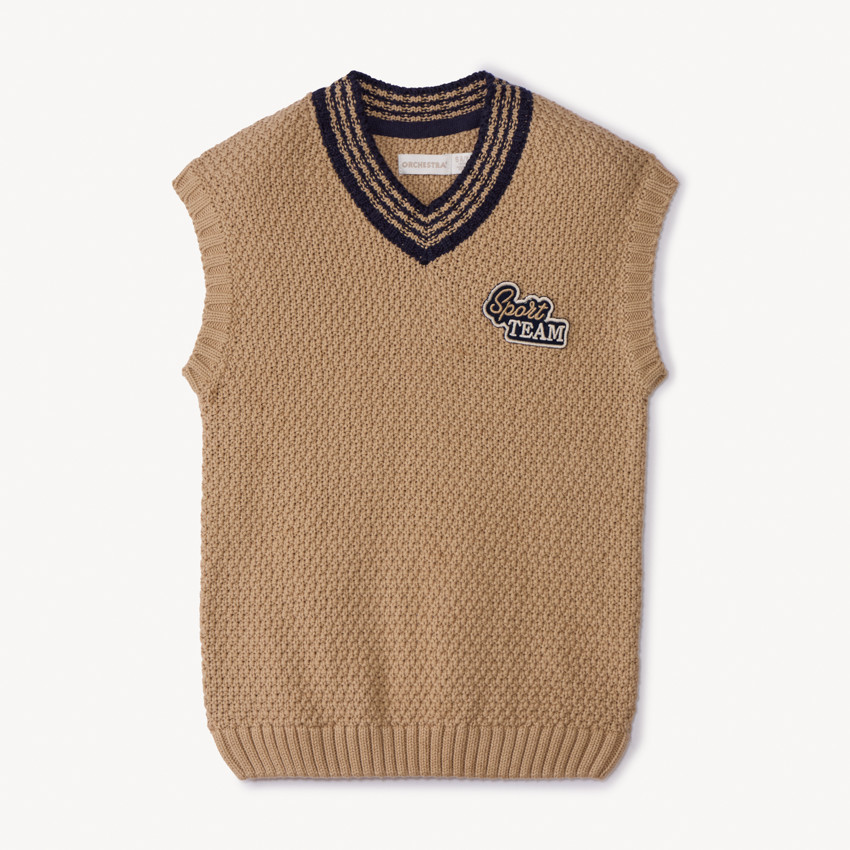 Pull sans manches avec badge fantaisie en twill pour garçon