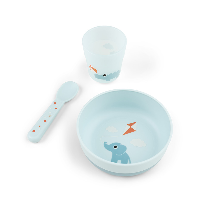 Coffret premier repas 3 pièces Playground bleu
