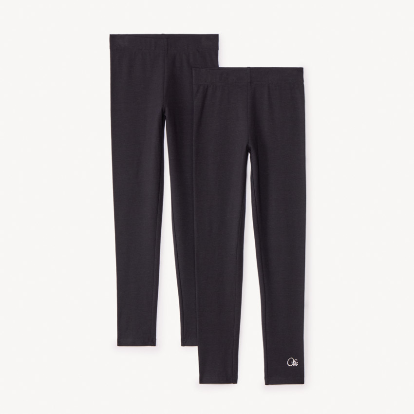 Lot de 2 leggings en jersey uni pour fille