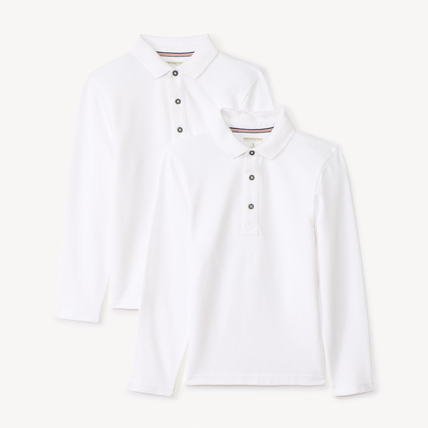 Lot de 2 polos manches longues unis pour garçon 