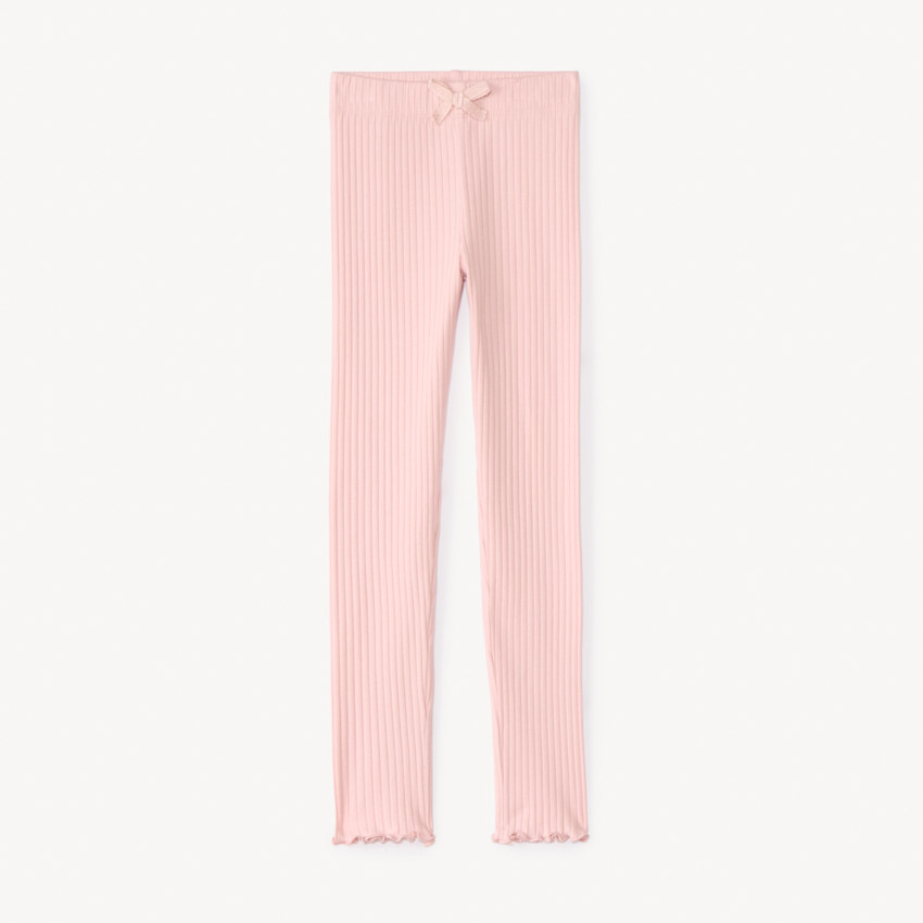 Legging côtelé uni à nœud pour fille 