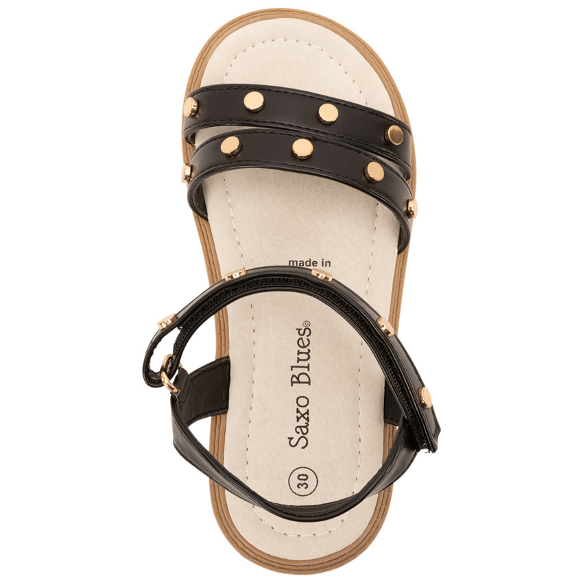 Sandales velcro effet cuir à rivets dorés pour fille 