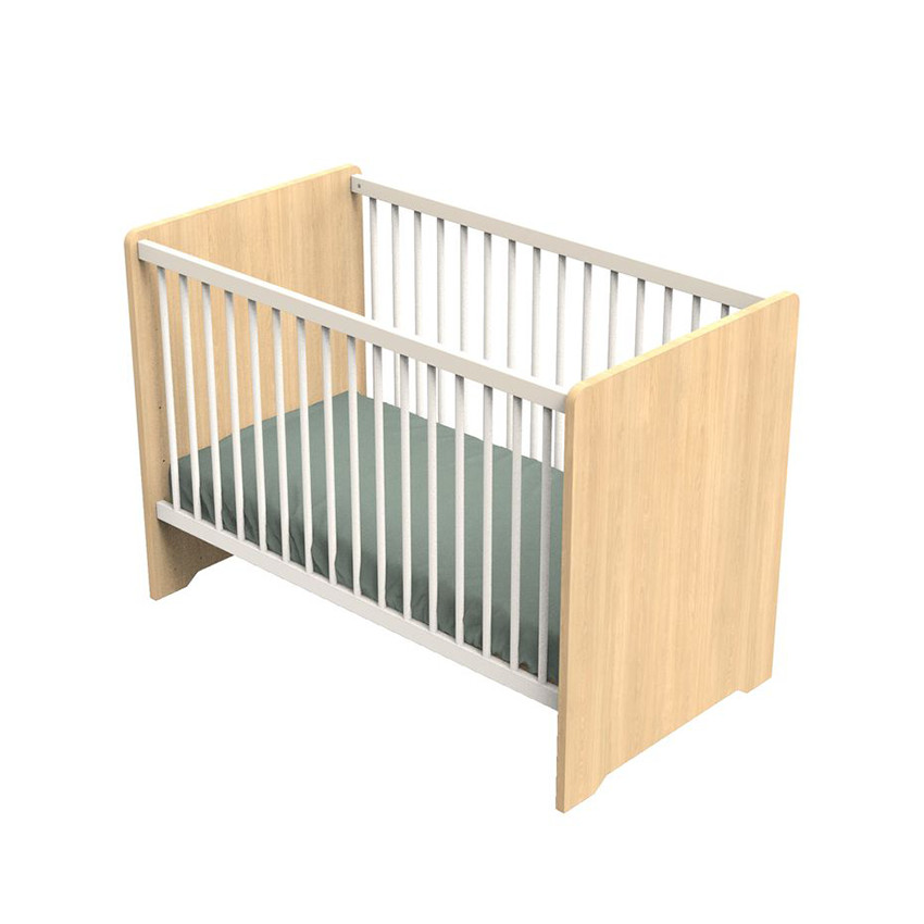 Lit bébé 120 x 60 cm Vanille aspect chêne miel/meringue 