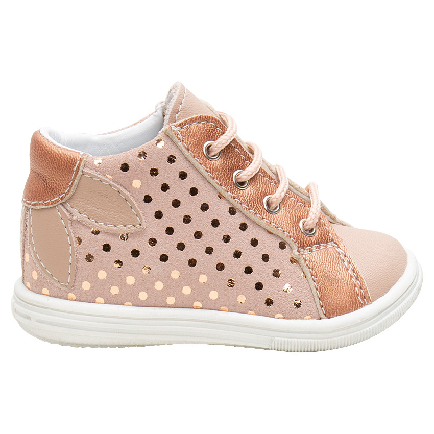 Bottillons en cuir à lacets avec pois brillants printés 