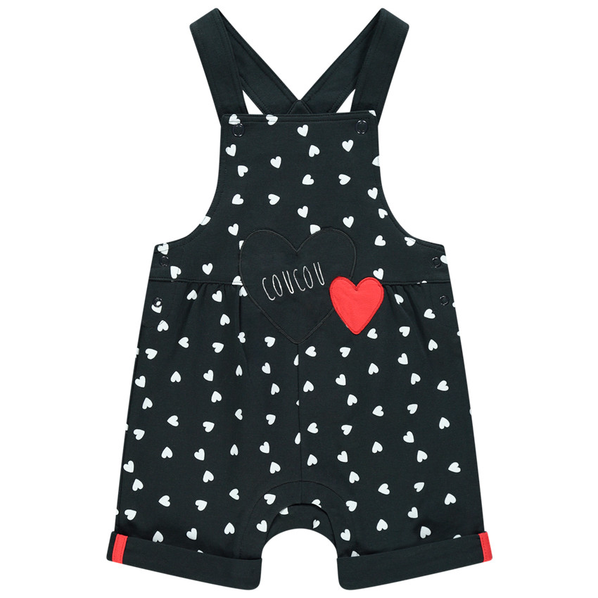 Salopette courte à coeurs all-over 