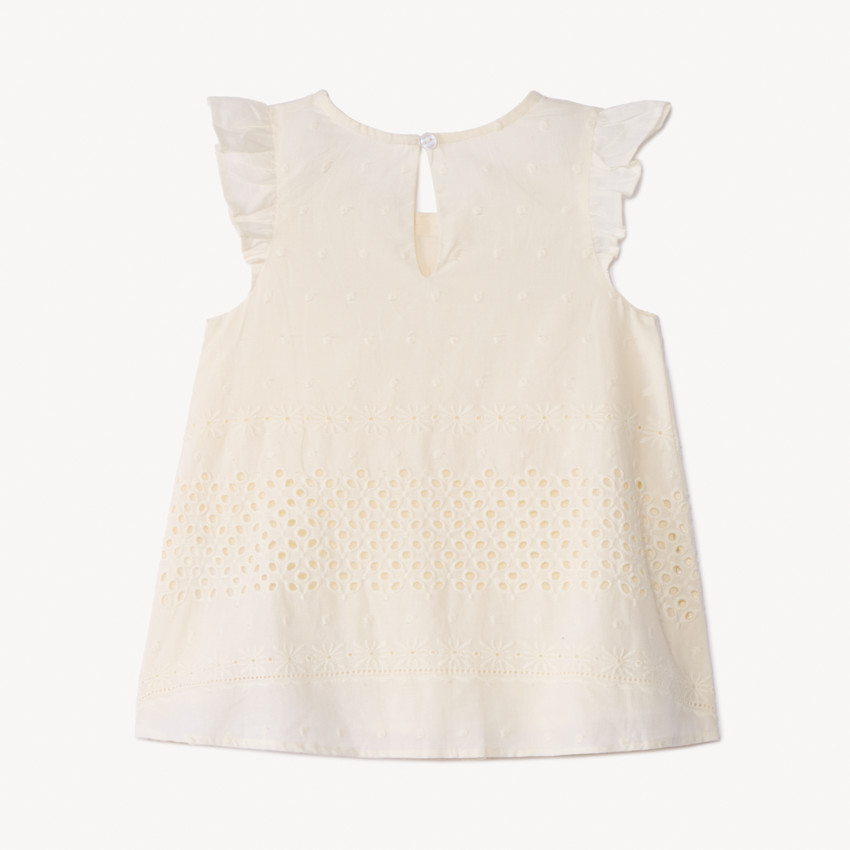 Tunique manches courtes à volants et broderies pour bébé fille 