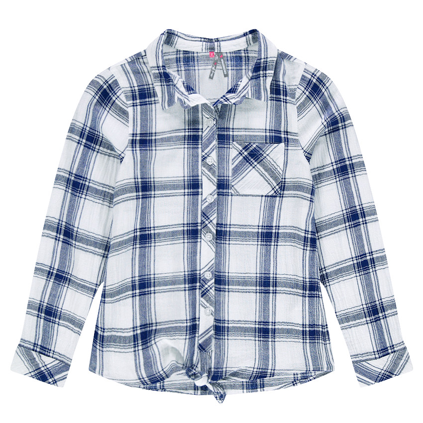 Junior - Chemise à carreaux oversize à nouer devant 