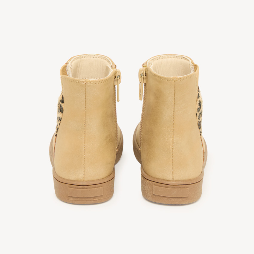 Bottines fille zippées et élastiquées avec cœurs à motif léopard 