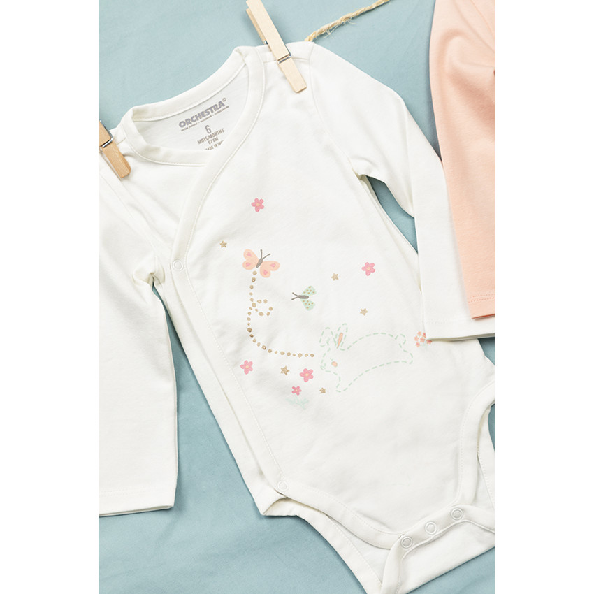 Lot de 5 bodies manches longues imprimé lapin 