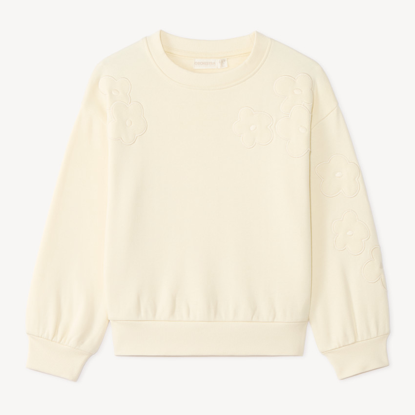 Sweat en molleton broderie fleurie pour fille 