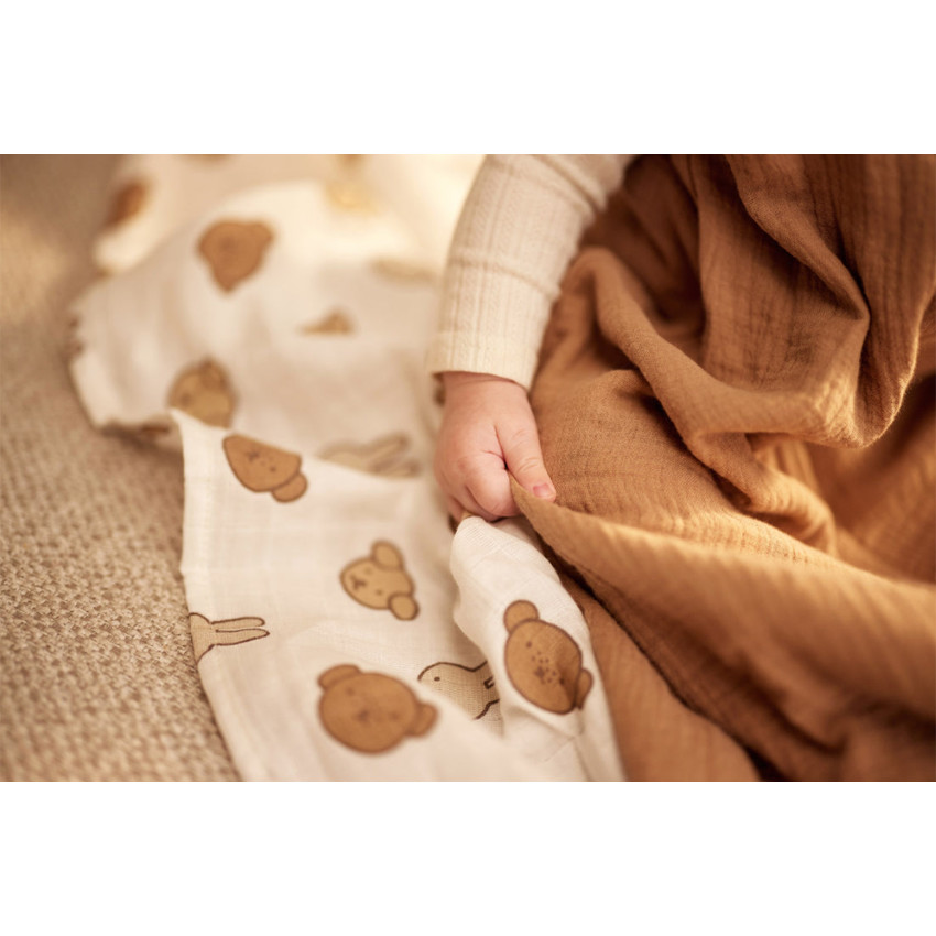 Gigoteuse sans manches 70cm gaze de coton Biscuit 