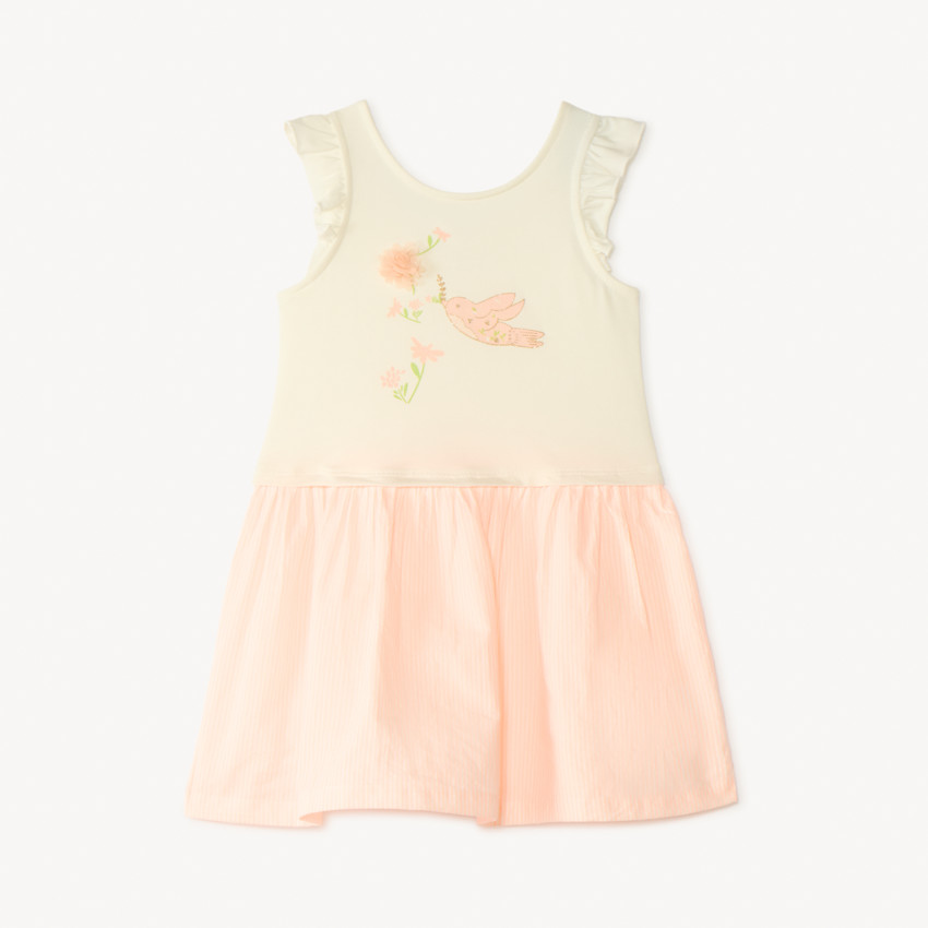 Robe manches courtes effet 2 en 1 rayée pour bébé fille