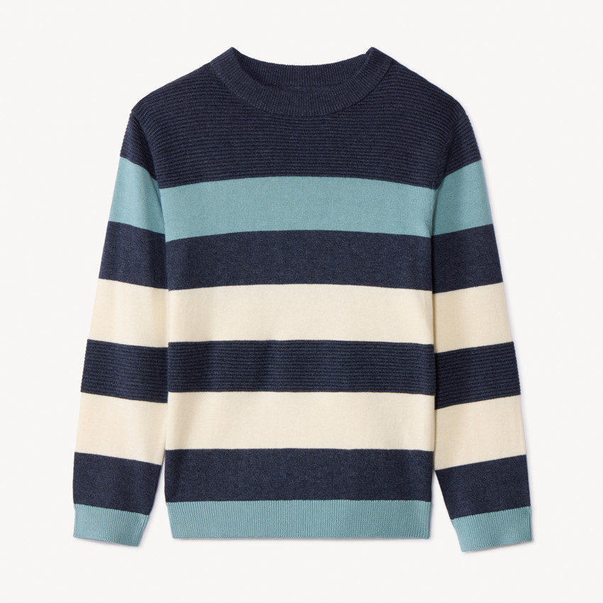 Pull manches longues rayé en tricot pour garçon