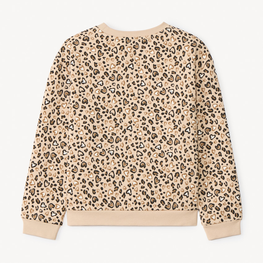 Sweat molleton imprimé léopard à sequins pour fille 