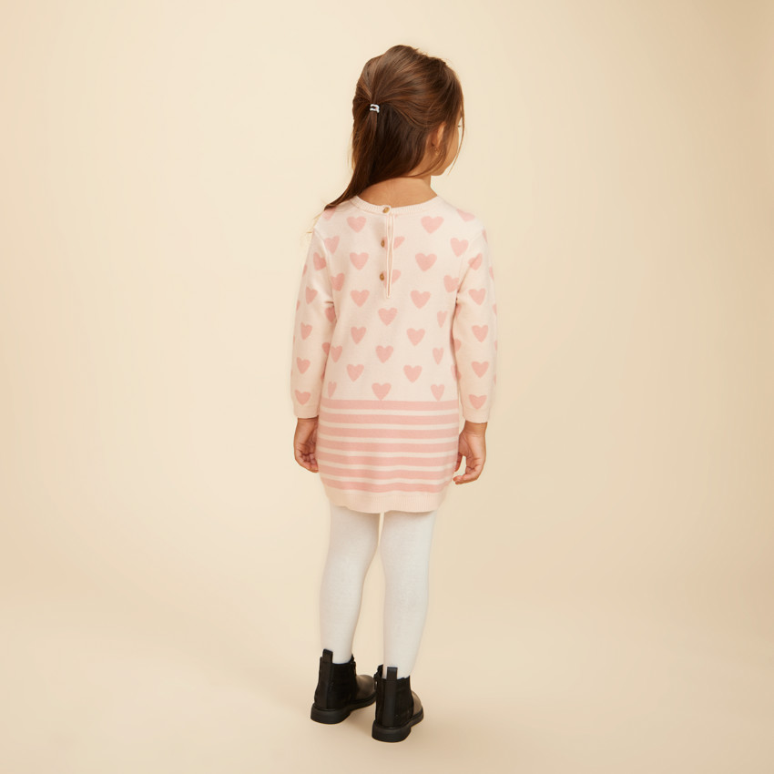 Robe manches longues en tricot jacquard pour bébé fille 