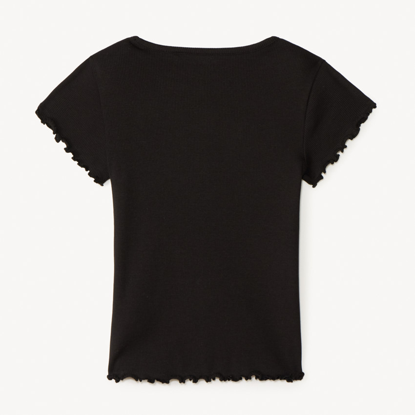 T-shirt manches courtes côtelé à cœur brodé pour fille 