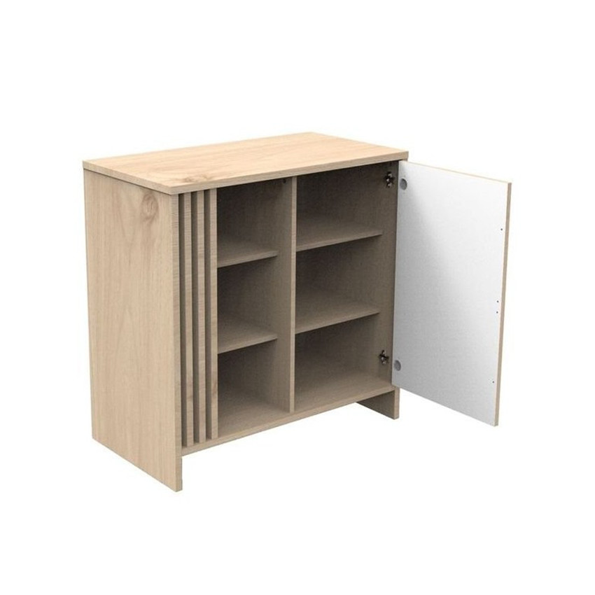 Commode avec 1 porte et 3 niches Tokyo aspect chêne suave/blanc 