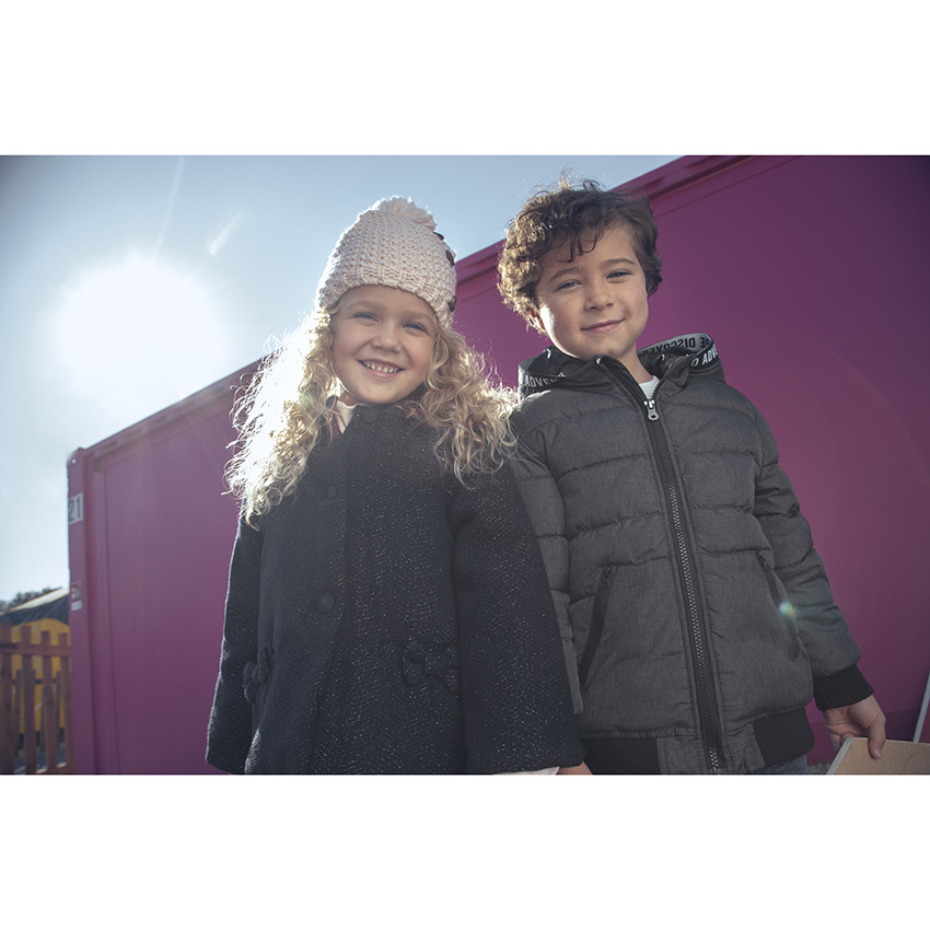 Doudoune matelassée chinée doublée micropolaire pour enfant garçon 