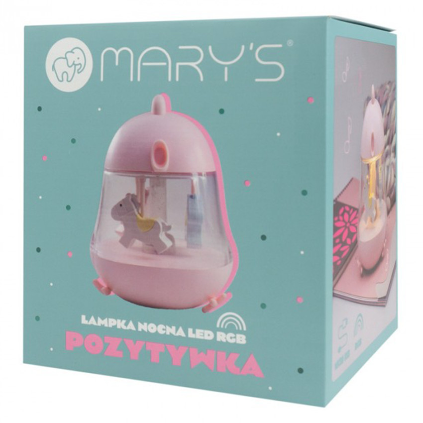 Veilleuse LED musicale Carrousel Rose 