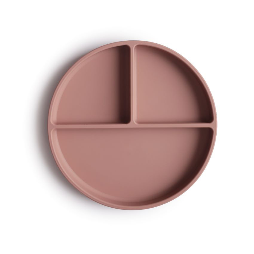 Assiette en silicone 3 compartiments - Cloudy Mauve Main Assiette en silicone 3 compartiments - Cloudy Mauve