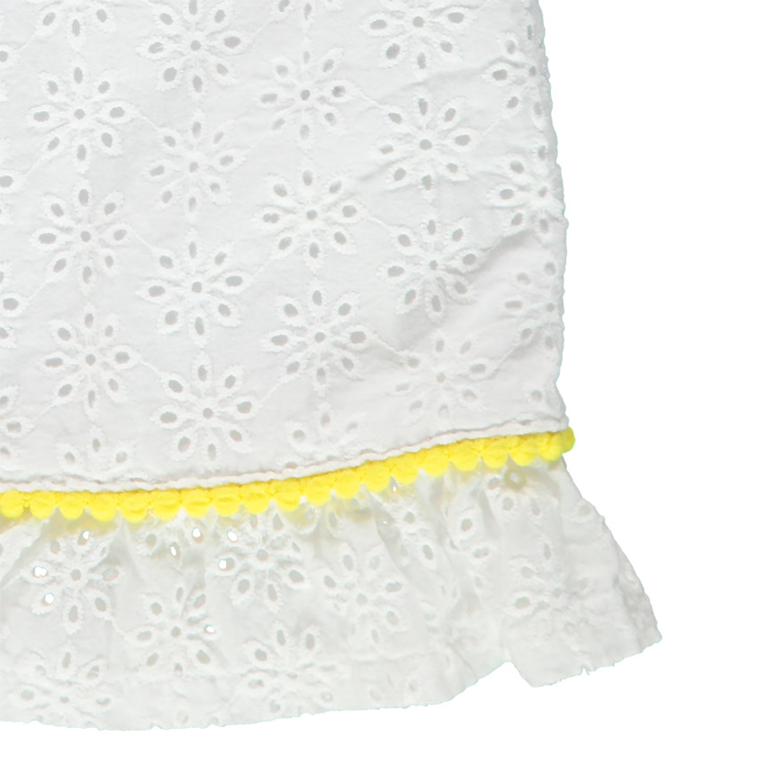 Top sans manches en broderie anglaise avec galon à pompons 