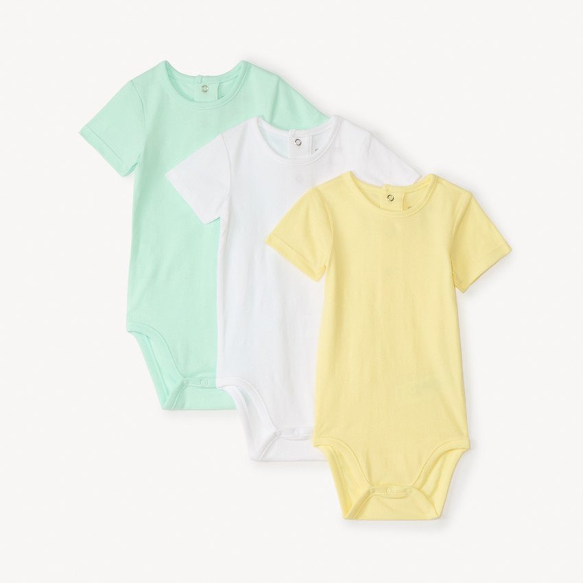 Lot de 3 bodies manches courtes uni pour bébé garçon