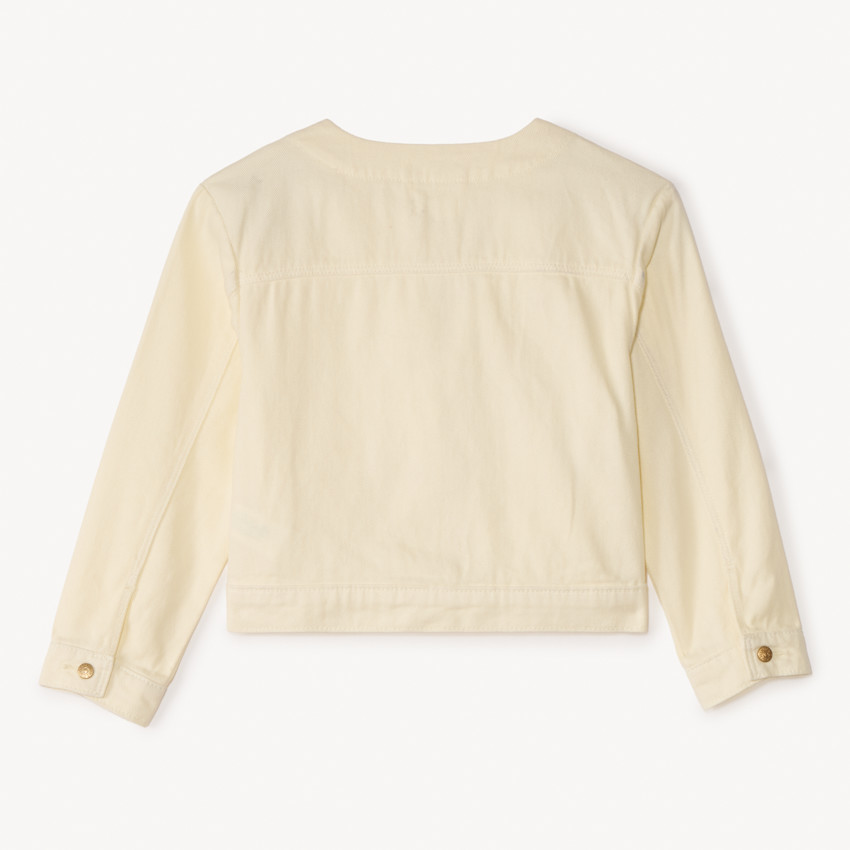 Veste manches longues en denim uni brodée pour fille 