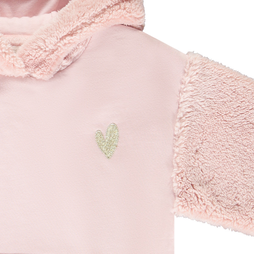 Sweat à capuche long et oversize effet fausses fourrure pour fille  