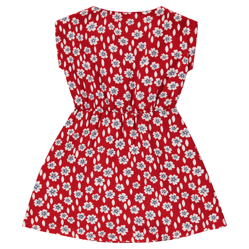 Robe fluide imprimée fleurs à taille élastiquée 