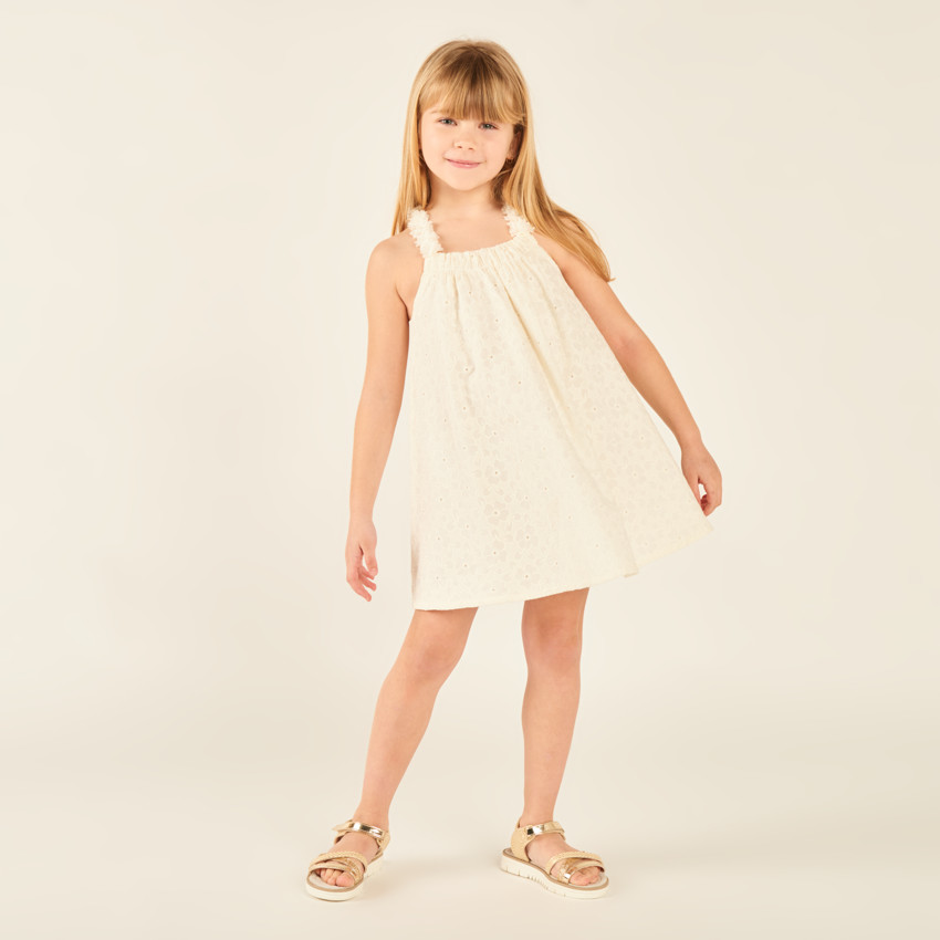Robe à bretelles en broderie anglaise pour fille 